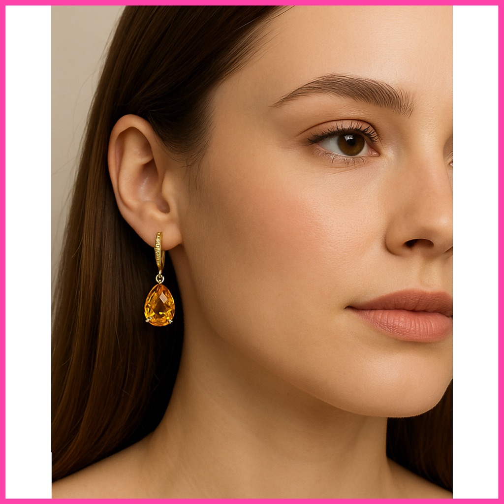 Jessica Mcclintock Cubic Zirconia Tear Drop Gold Earrings